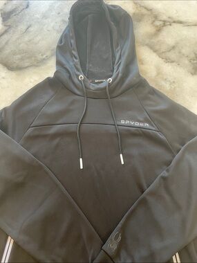 Spyder Black Hooded Performance Pullover (never worn)